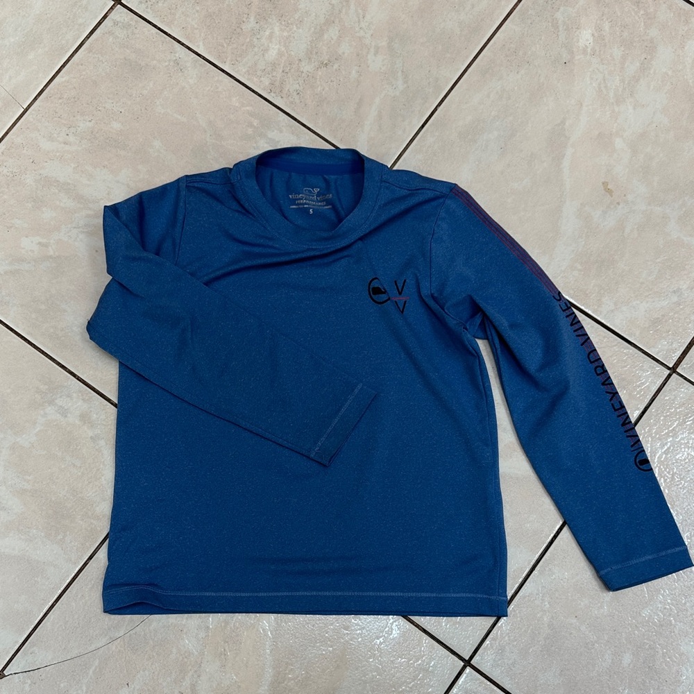 Vineyard Vines Performance Kids Blue Long Sleeve Tee